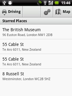Your favourite locations are displayed.Press the required destination.