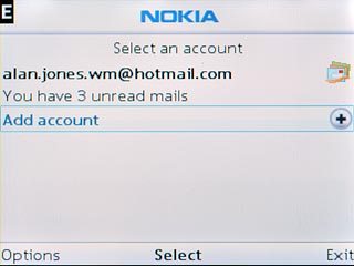 If email accounts have been created already:Scroll to Add account and press the Navigation key.