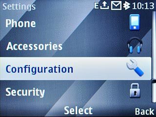 Scroll to Configuration and press the Navigation key.