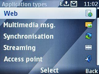 Scroll to Web and press the Navigation key.