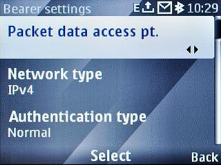 Scroll to Packet data access pt. and press the Navigation key.