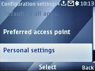 Scroll to Personal settings and press the Navigation key.