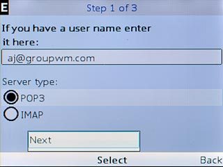 Scroll to Next and press the Navigation key.