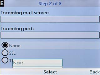 Scroll to Next and press the Navigation key.