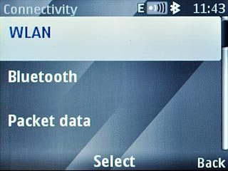 Scroll to WLAN and press the Navigation key.