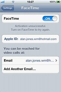 Press the indicator next to FaceTime to turn on the function.