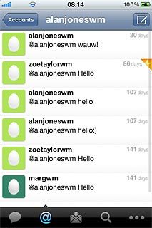 Press the mentions icon (@).