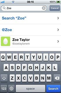 Press the required Twitter contact.
