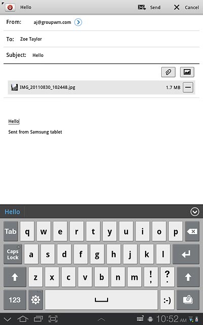 Write subject and text for your email message.Press Send.