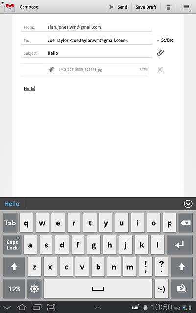 Write subject and text for your email message.Press Send.