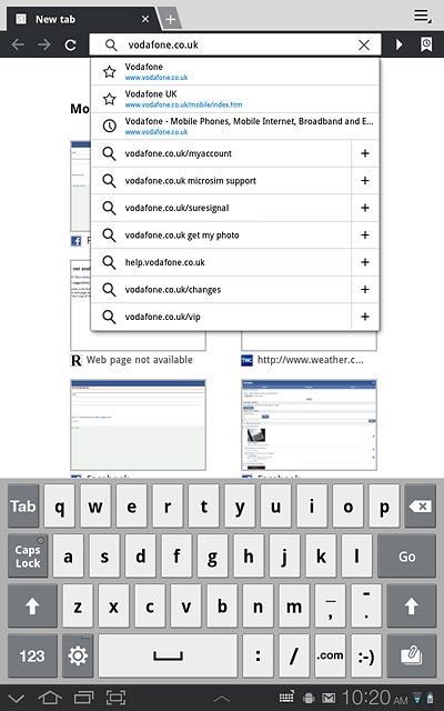 Key in the address of the required web page and press arrow right.