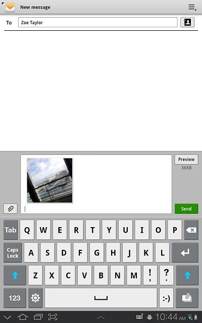 Press the text input field.Write the text for your picture message.