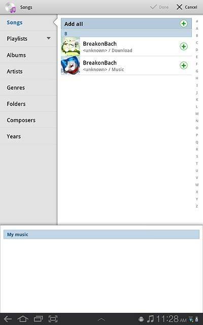 Press + next to the required audio file.Repeat this step to add more audio files.