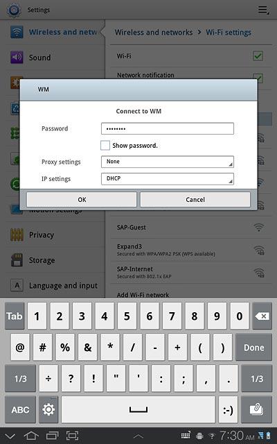 Follow the instructions on the display to select security settings, if required.Press OK.