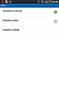Press the field next to Vodafone Internet to fill in the field.