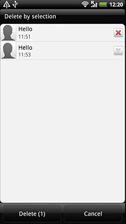 When the box next to a text message is marked (X), the text message is selected.