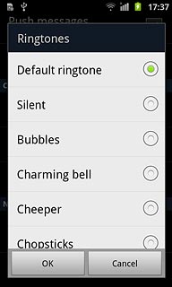 Press Default ringtone or the required message tone to hear it.