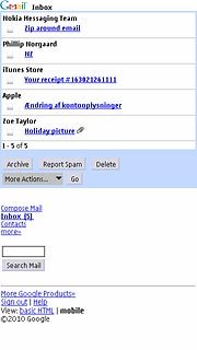 You can now use the application.Please note that Gmail isn't part of the original application package and therefore only a general description is given here.You have a number of options, such as:Send email messagesRetrieve and read email messagesReply to email messagesView list of contactsSelect application settings