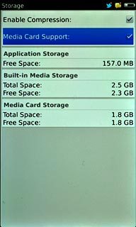 Press Media Card Support to turn on use of memory card.