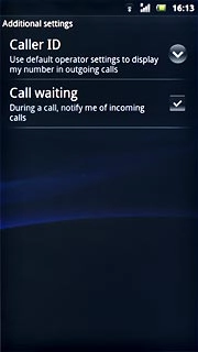The current settings are displayed.Press Call waiting to turn the function on or off.