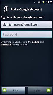 Press Password and key in the password for your Google account.