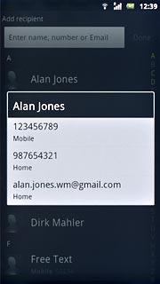 Press the required phone number or the required email address.