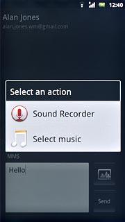 Press Select music.Go to the required folder.