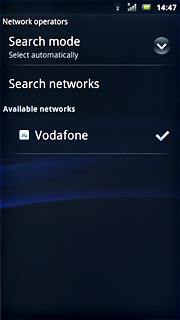 Your phone will search for networks within range.Press Search mode.