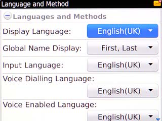 Scroll to Display Language and press the Navigation key.