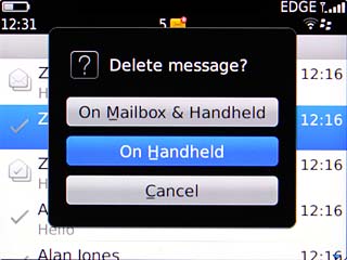 To keep a copy on the server:Scroll to On Handheld and press the Navigation key.