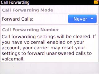 Scroll to Forward Calls and press the Navigation key.