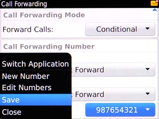 Scroll to Save and press the Navigation key.A request to turn on the setting is sent to the network.