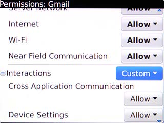 Highlight the drop down list next to Interactions and press the Navigation key.