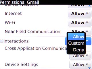 Scroll to Allow and press the Navigation key.