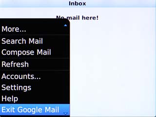 Scroll to Exit Google Mail and press the Navigation key.