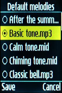 Highlight the different ring tones and wait a moment to hear them.