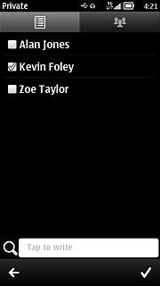 When the box next to a contact is ticked (V), the contact is selected.