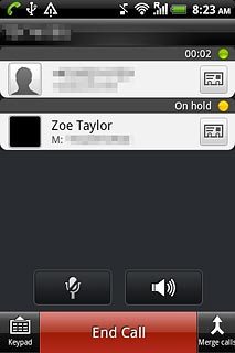 Your calls are displayed on a list and the call on hold is indicated by On hold.Press the required call to select it.