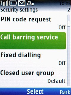 Press Call barring service.