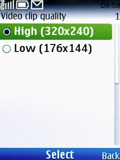 Highlight the required size and press the Navigation key.