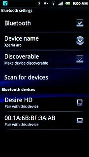 Press the required Bluetooth device.