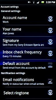 Press Default account to turn on the setting.