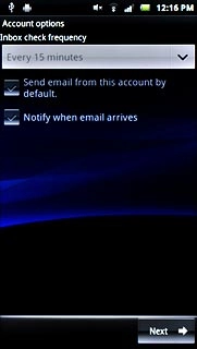 Press Notify when email arrives to turn the function on or off.