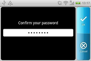 Key in the phone lock code again and press OK.