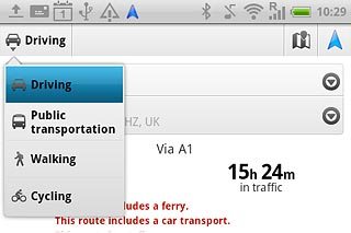 Press the required mode of transportation.