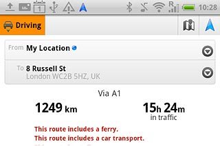 Press the transportation type icon at the top of the display.