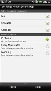 Press Push mail, Every 15 minutes or Manually.
