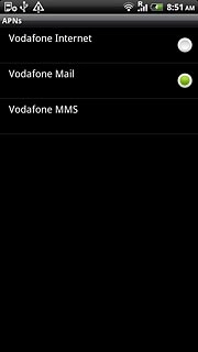 Press the field next to Vodafone Mail to fill in the field.
