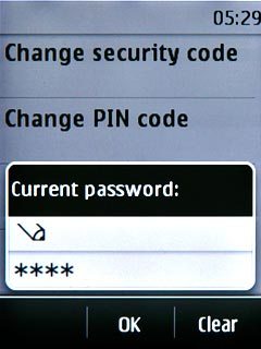 Key in your current barring password (default is 0000) and press OK.
