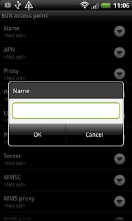 Key in Vodafone Internet and press OK.